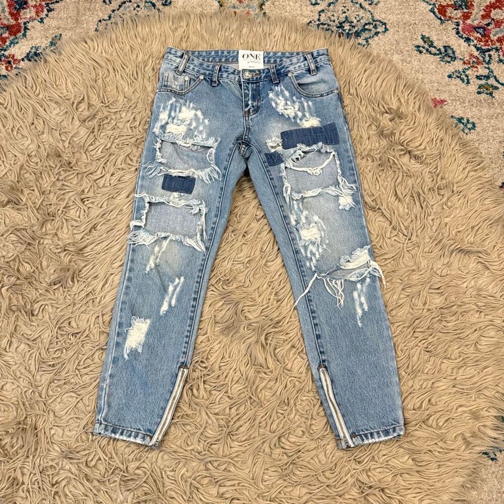 One by one teaspoon trashed free bird jeans size 26